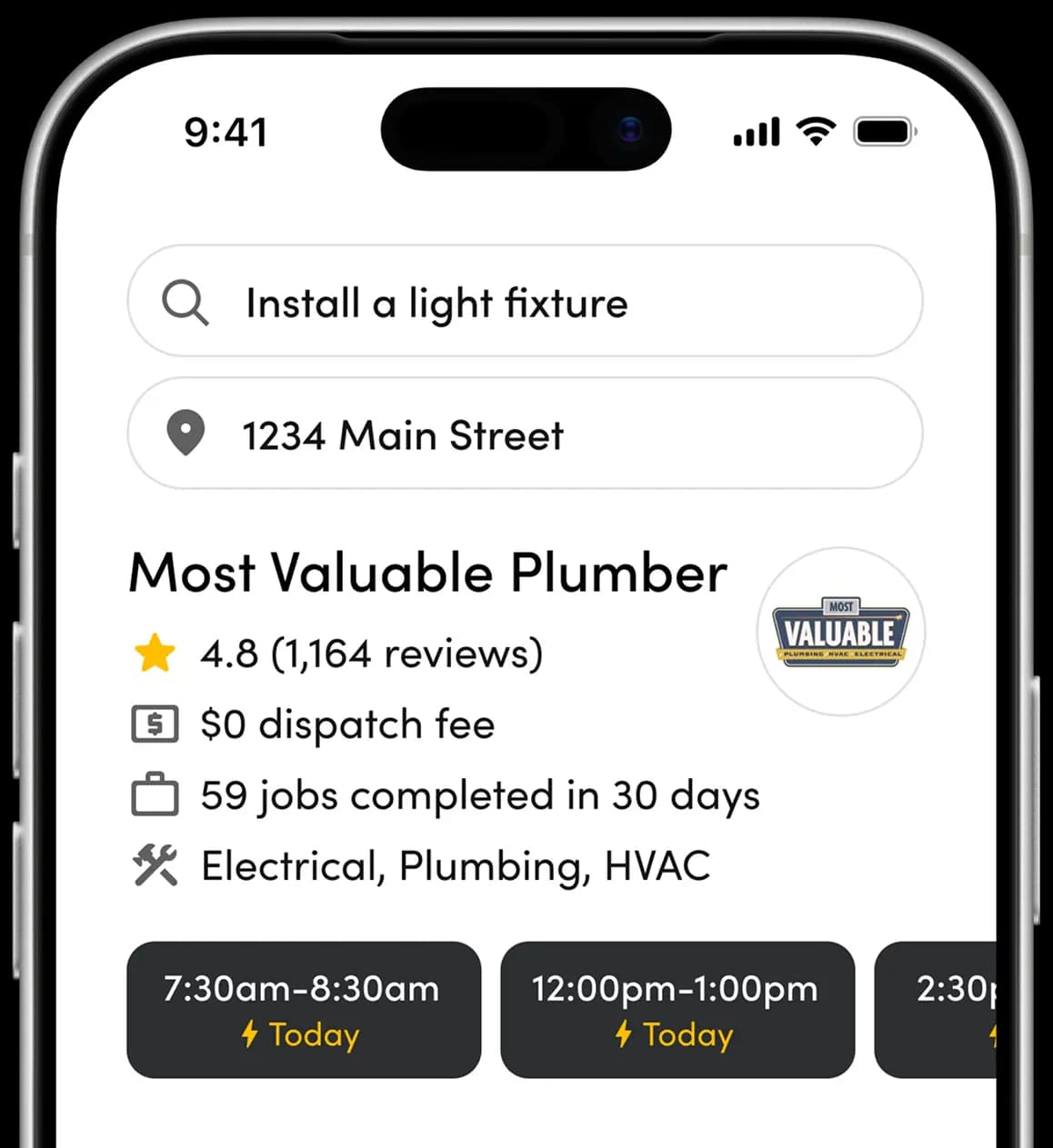 Phone example of the booking flow