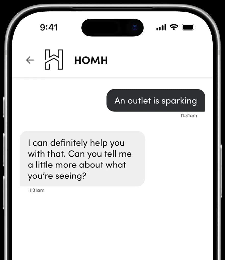 Chat conversation with the AI assistant about electrical issues to find an electrician