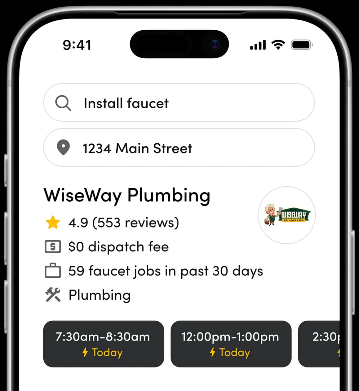Phone example of the booking flow