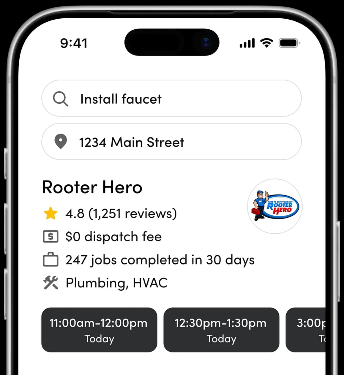 Phone example of the booking flow