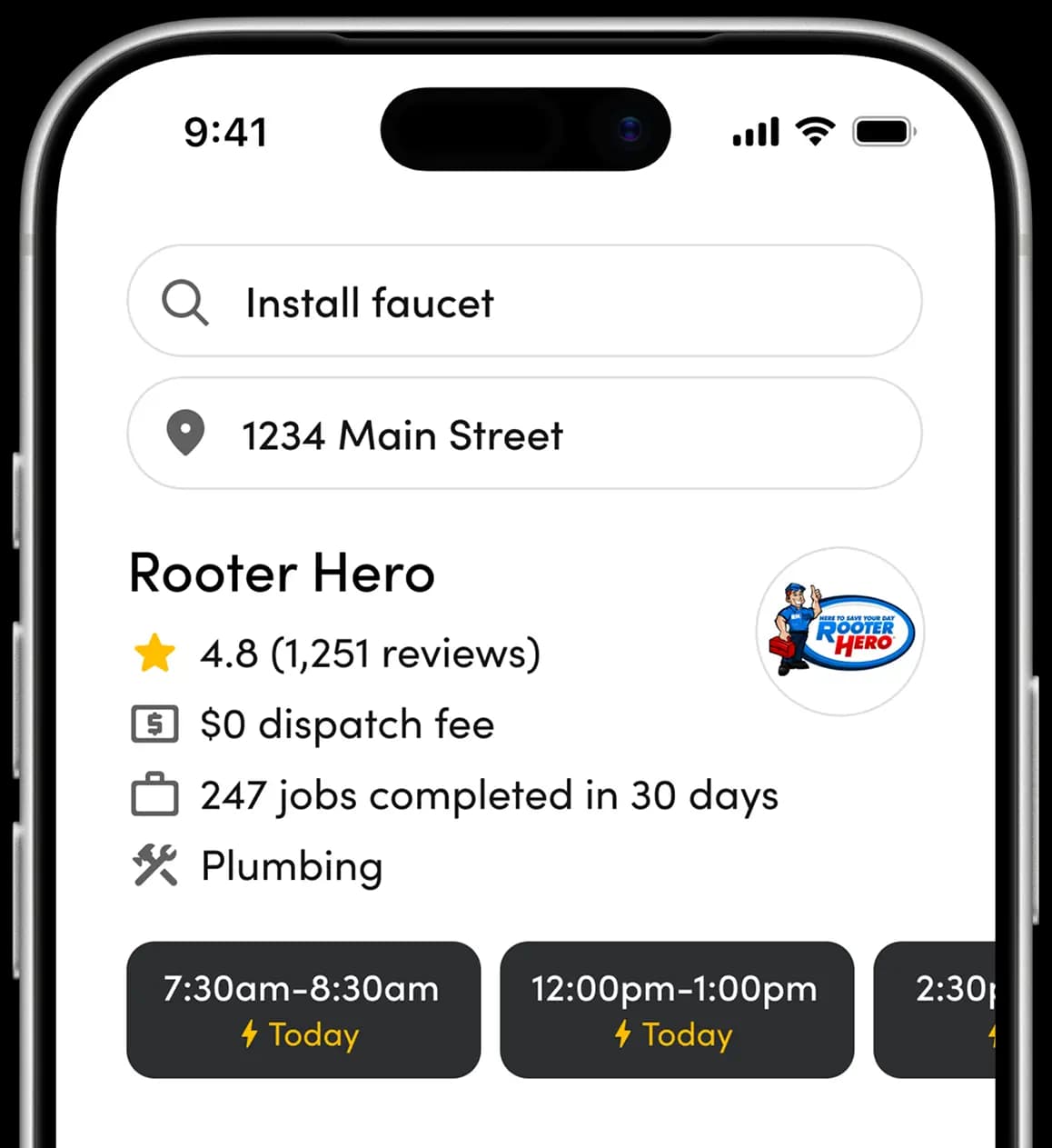 Phone example of the booking flow