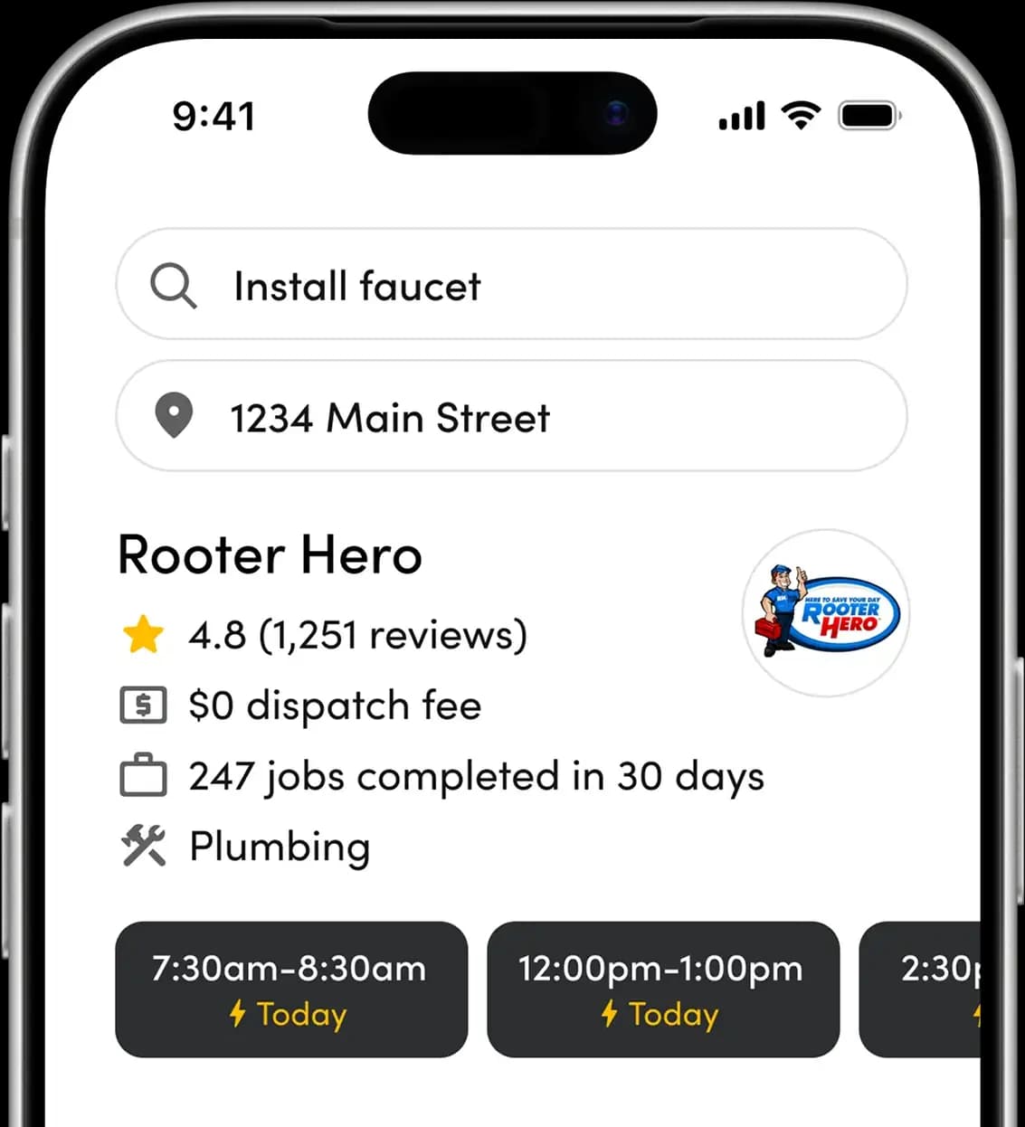 Phone example of the booking flow