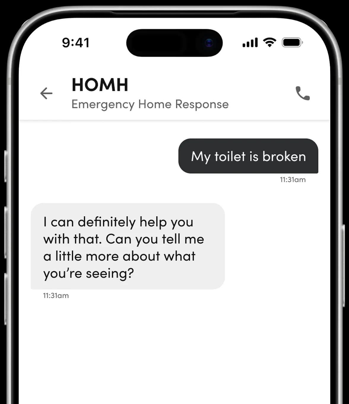 Chat conversation with the AI assistant